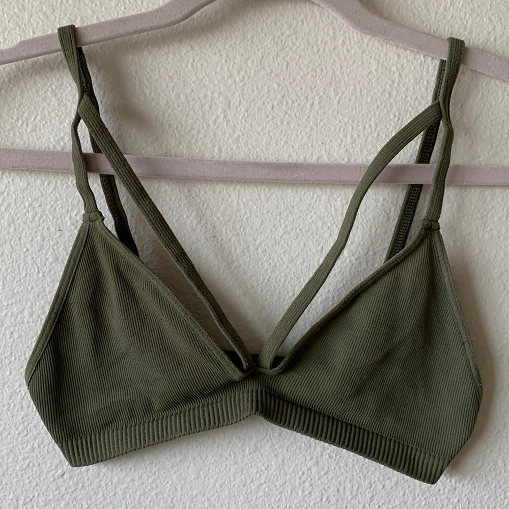 Free People Intimates bralette in olive green, size XS/S